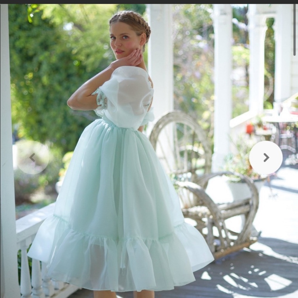 Selkie Teal Mist French Puff Dress